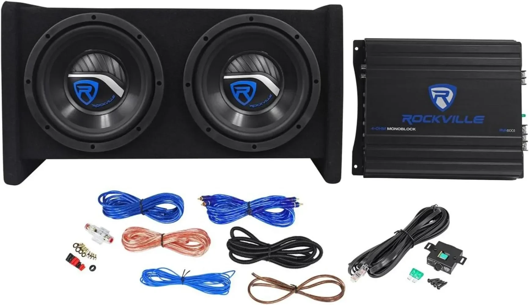 2024 NEW  Dual Car Subwoofer Enclosure+Mono Amplifier+Amp Kit black Provide clear quality music