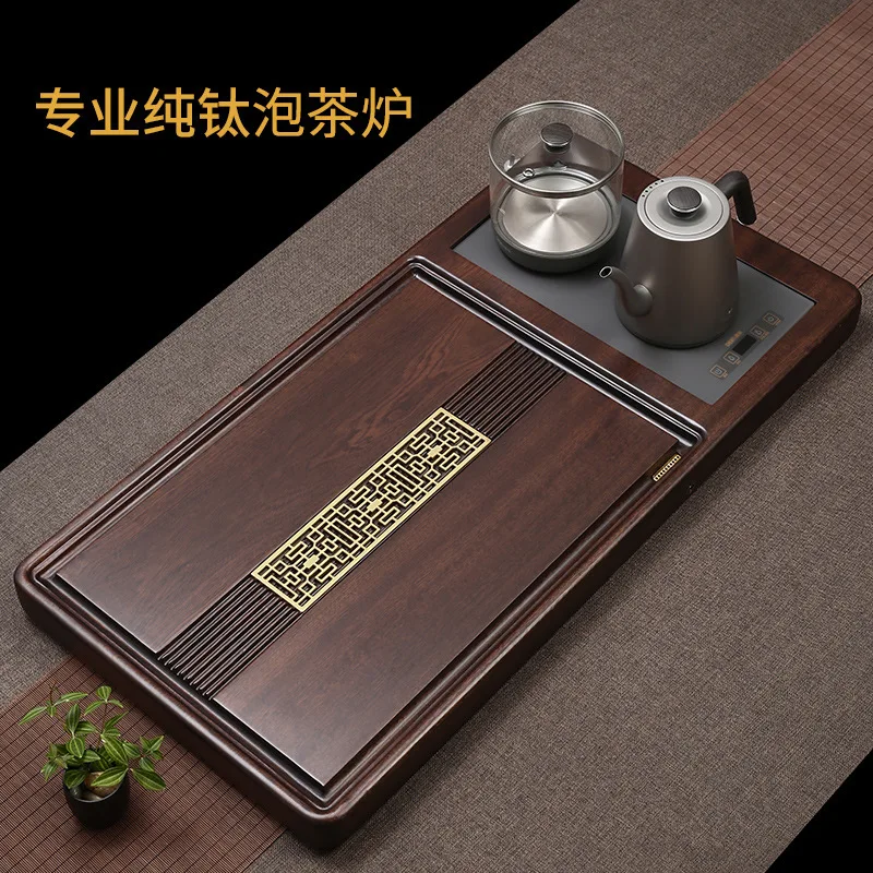 Black sandalwood tea tray Solid wood tea table set Household kettle Fully automatic integrated natural whole log Sea drainage
