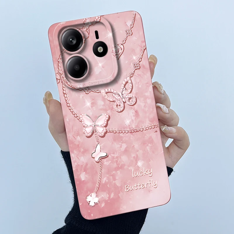 샤오미 레드미 노트 14 5G 폰 케이스, 노트14 5G 푼다 나비 꽃 소프트 실리콘 백 커버 (레드미 노트 14 5G 용)