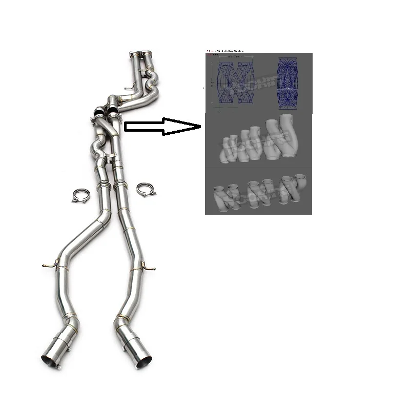 

Custom Exhaust Midpipe Equal Length With Z-Pipe For BMW M3/M4 F80/F82/F83 S55 3.0T 2015-2017 SS304 Exhaust 2.5inches Pipes