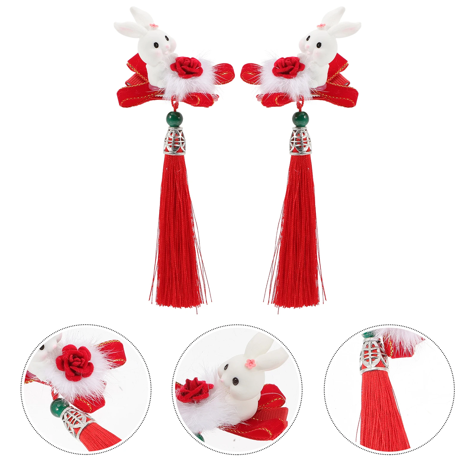 

2Pcs Bunny Hair Clips s Barrettes Girls Accessories Tassel Design Bright Color Wear Resistance Easy to Clip School Party