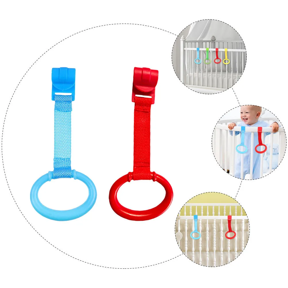 2 pezzi anelli per tirare il bambino durevole culla in piedi maniglia appesa strumento di assistenza alla camminata per neonati aiuti alla formazione per l'apprendimento