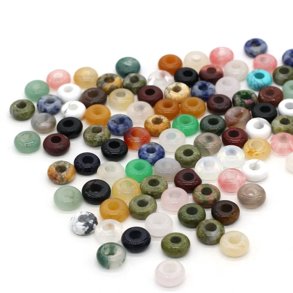 10pcs Natural Stone Beads Abacus Shape Big Hole Loose Beads for Jewelry Making DIY Necklace Bracelet Accessories Hole 4mm 5x10mm