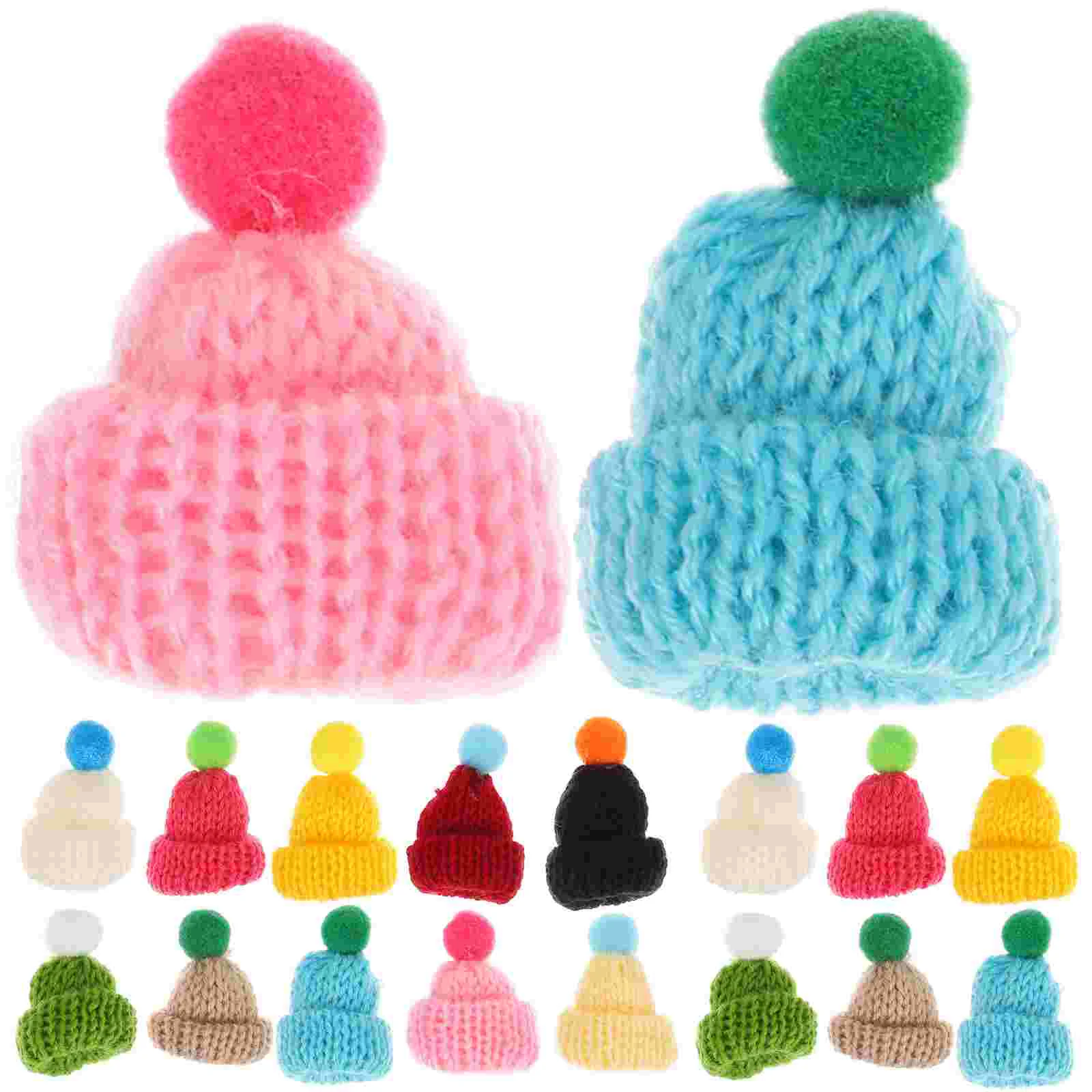 

55pcs DIY Mini Hats Decorations Knitting Hat Toys Handmade Craft Supplies for Kids Girls (Mixed Color)