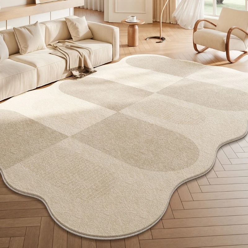 Cremefarbener Stil, Schlafzimmer-Dekor, großer Teppich, dicker Plüsch, Arbeitszimmer-Bodenmatte, Zuhause, flauschiger weicher Teppich, unregelmäßige Form, Teppiche für Wohnzimmer