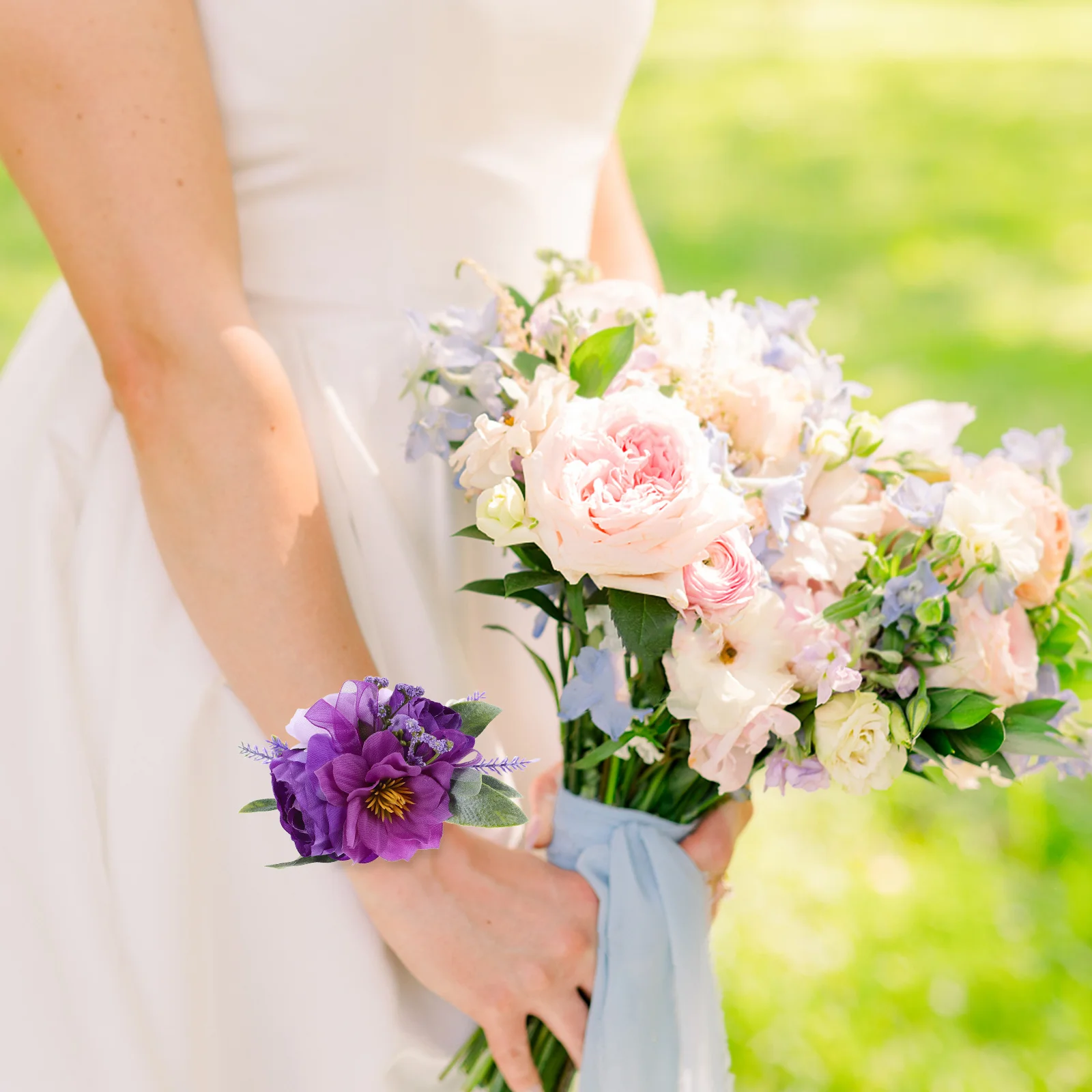 

Rose Wrist Corsage Purple Elegant Handmade Wedding Bridal Bridesmaid Flower Bracelet Party Event Photography Decoration