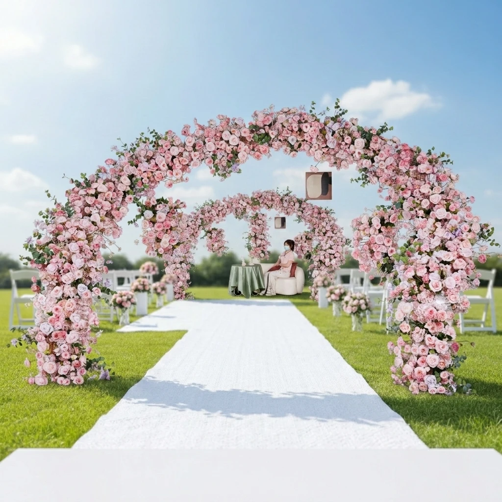 

ZIKE Spiral Shape Pink Silk Wedding Giant Flower Arch Backdrop Party Supplies Events Decor Quinceaera Decorations High Quality