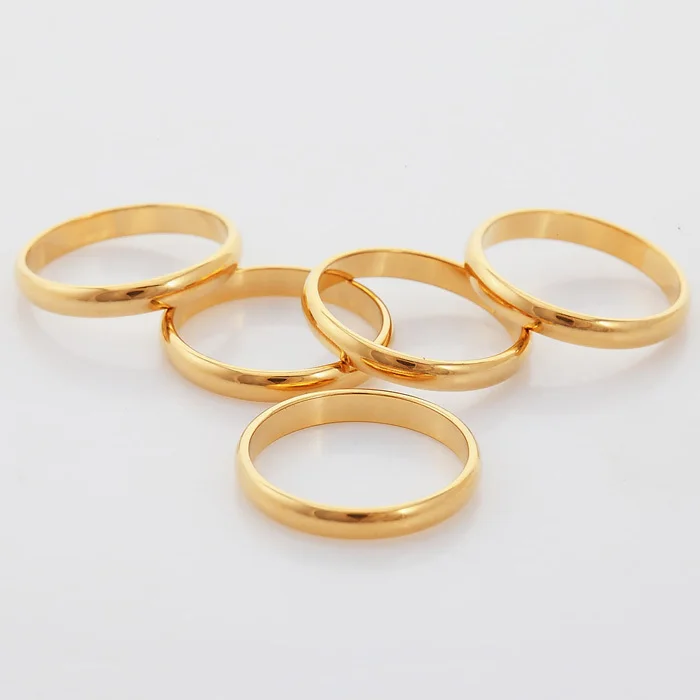 U7 5pcs/set Stackable Multiple Layers Ring Set for Women Men Unisex Jewelry Gold Color Classic Band Wedding Rings