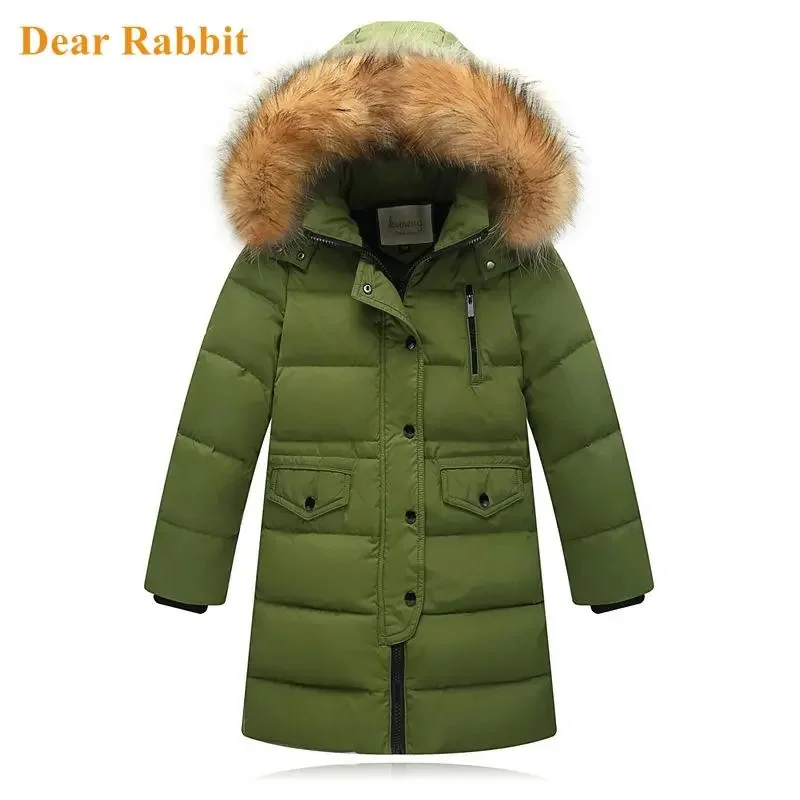 

-30 Degrees New Children clothing Boys Winter Thicken Warm Down Jackets Long Hooded Outerwear Coats baby girl clothes Kids parka