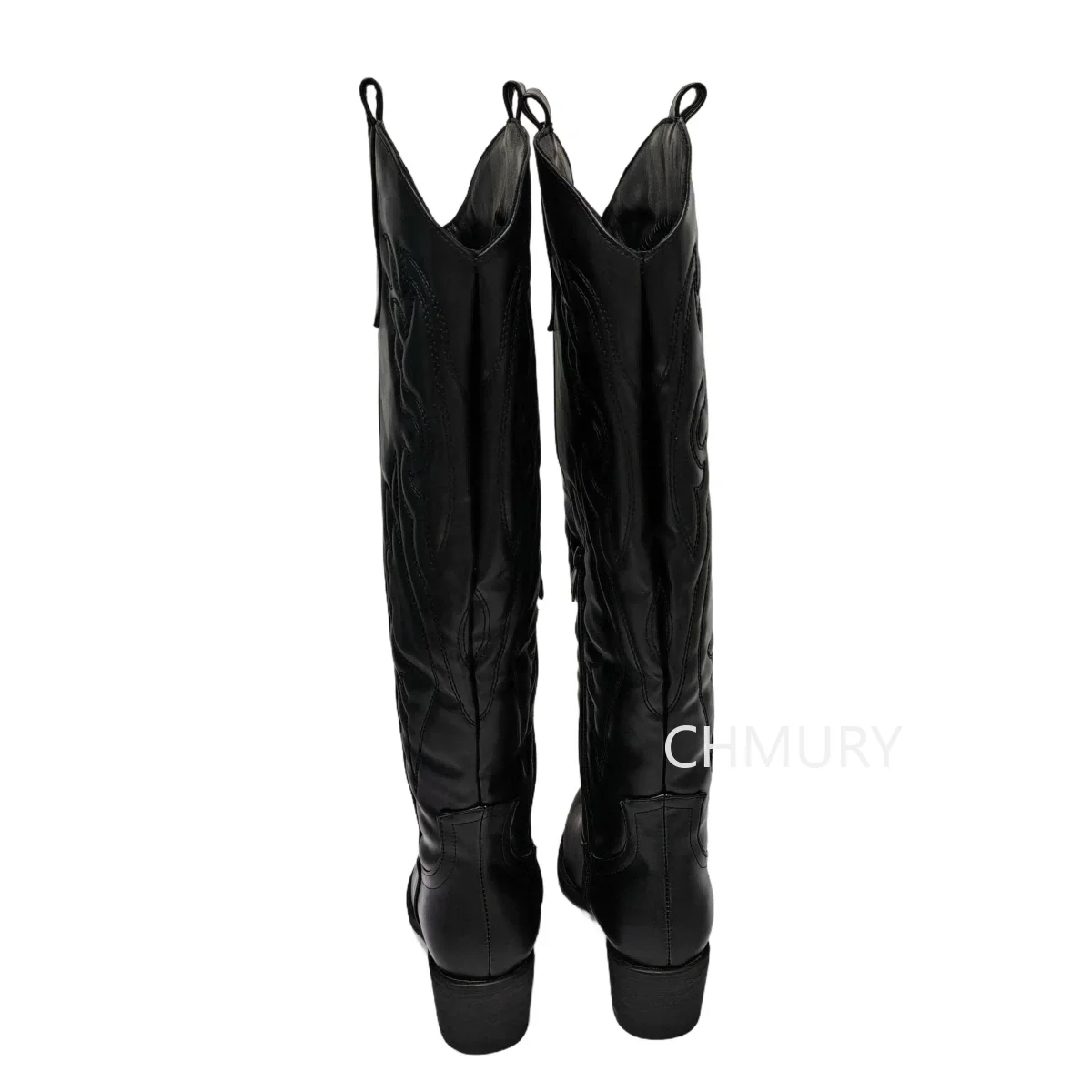 CHMURY Black Cowboy Boots for Women White Western Knee High Boot Cowgirl Drop Shipping Big Size 43 Hot Selling 2024