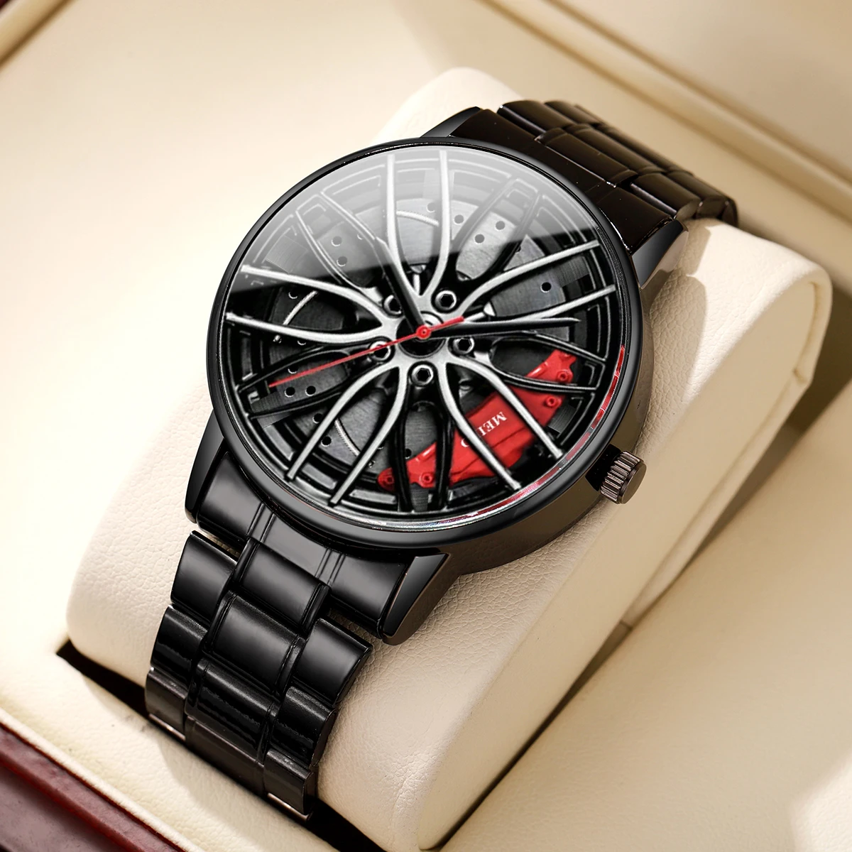 Fashion 3d Car Wheel Men Sports Watch Stainless Steel Band Men Business Watches Reloj Hombre（Without Box）