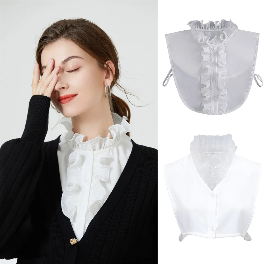 

Новая хлопковая рубашка с искусственным воротником, съемный кружевной женский искусственный воротник, аксессуары для одежды, регулируемый накладной галстук для женщин