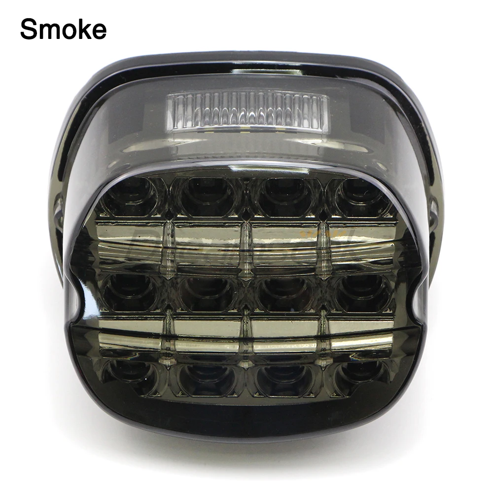 Motorcycle LED Tail Rear Light for Harley Touring Road King Dyna Softail Driving Brake License Plate Lamp Smoke / Red Lens