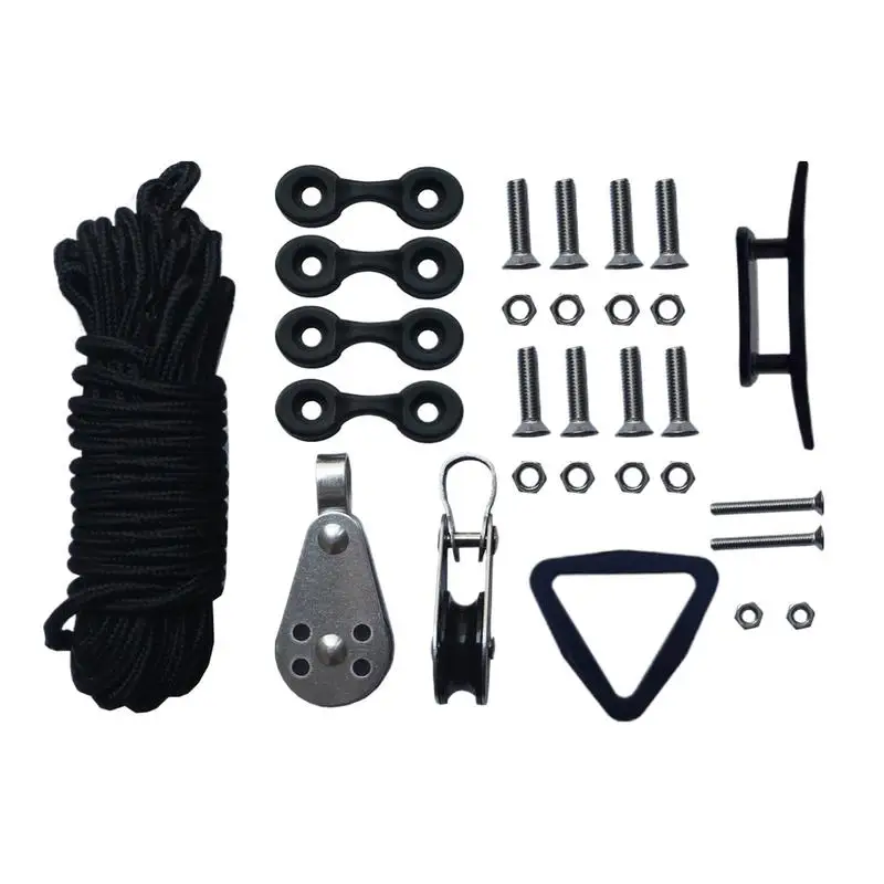 

Kayak Pulley Set Heavy Duty Stability Kit For Kayaks Ring Pad Eyes Rope Cleat Carabiner System 30 Feet Paracord Boat Accessories