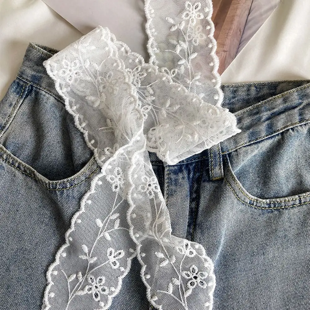 Cintura in pizzo dolce alla moda Cintura in vita con fiocco lungo in garza Abito floreale sottile Cintura jeans Streetwear