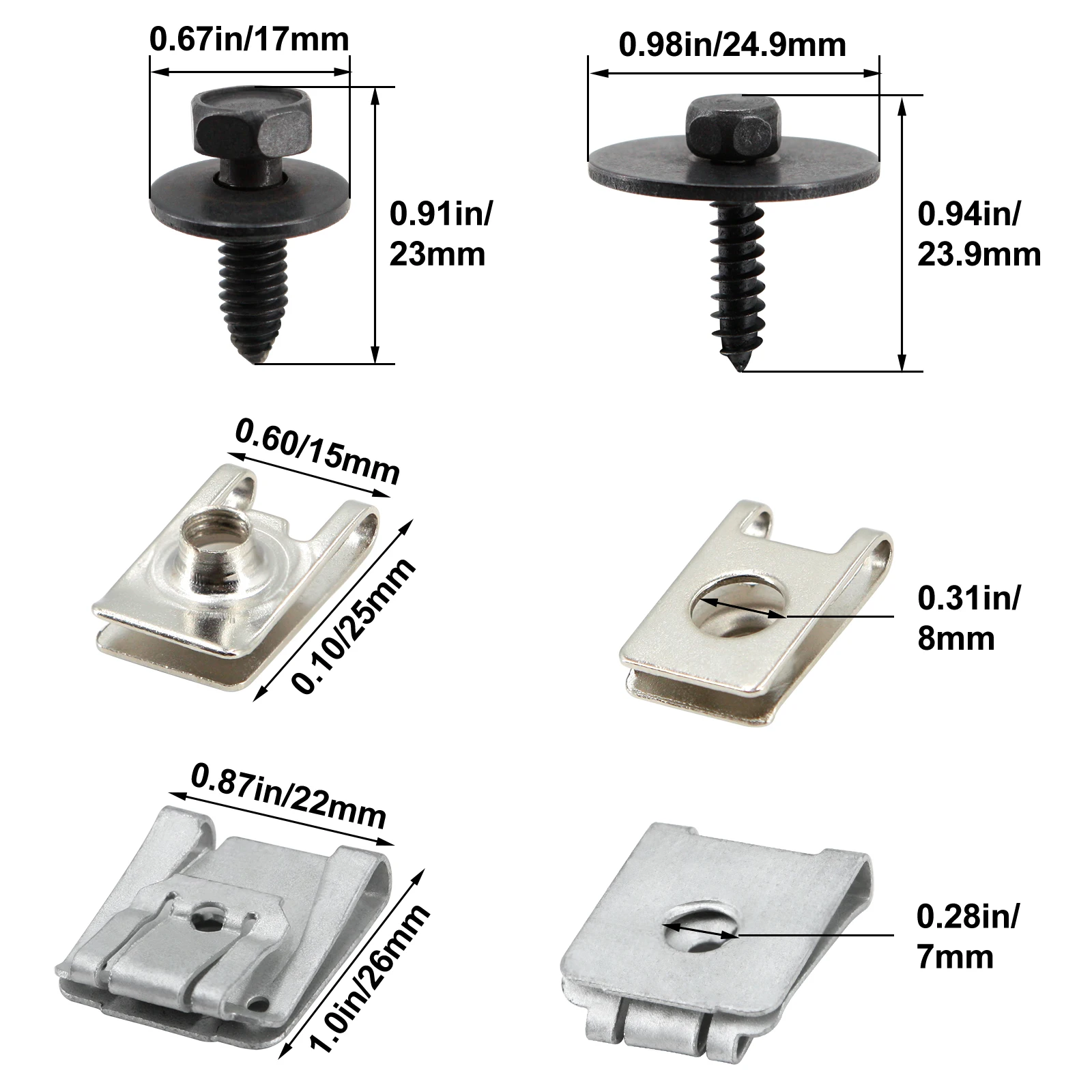 24Pcs/Set Car Engine Undertray Fixing Clips Screws for Mercedes-Benz E-Class C-Class W203 W204 W211 Under Cover Rivet Fasteners