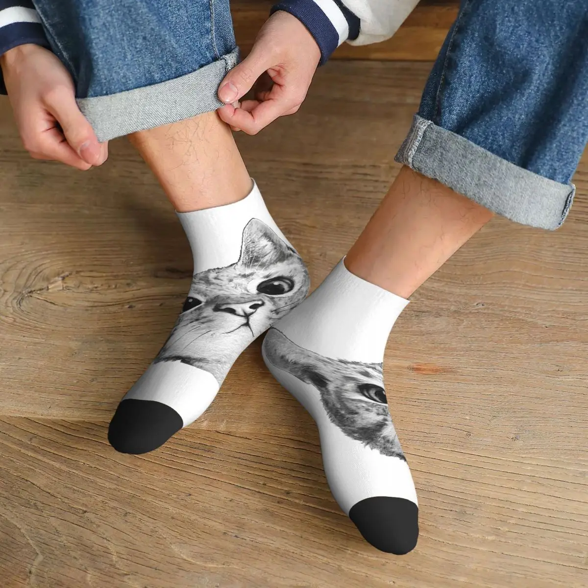 

Носки с изображением кота в стиле Харадзюку, впитывающие пот чулки, всесезонные носки, аксессуары для мужчин и женщин, рождественские подарки