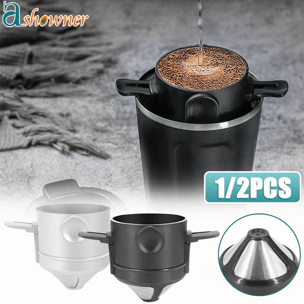 1/2PCS Collapsible Coffee Filter Coffee Maker Stainless Steel Drip Coffee Tea Holder Reusable Paperless Pour Over Coffee Dripper