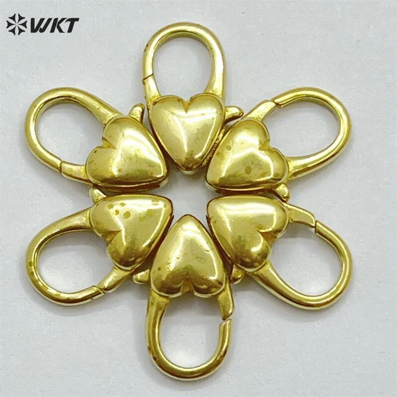 WT-JFE140 Women Fashion Lobster Connector Clasp Gold Color Electroplated Unique Heart Design For Jewelry Necklace DIY