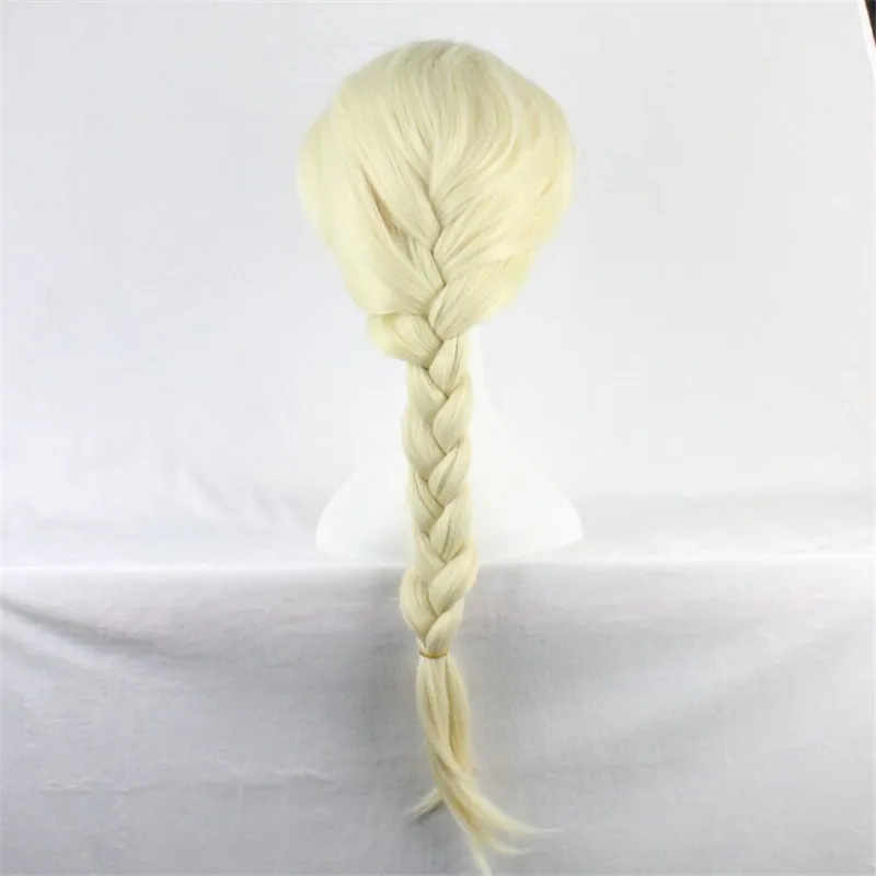 WoodFestival Synthetic Hair Brown Blonde Wig Cosplay Wigs For Women Long 2 Braids Anime Party Princess High Temperature Fiber