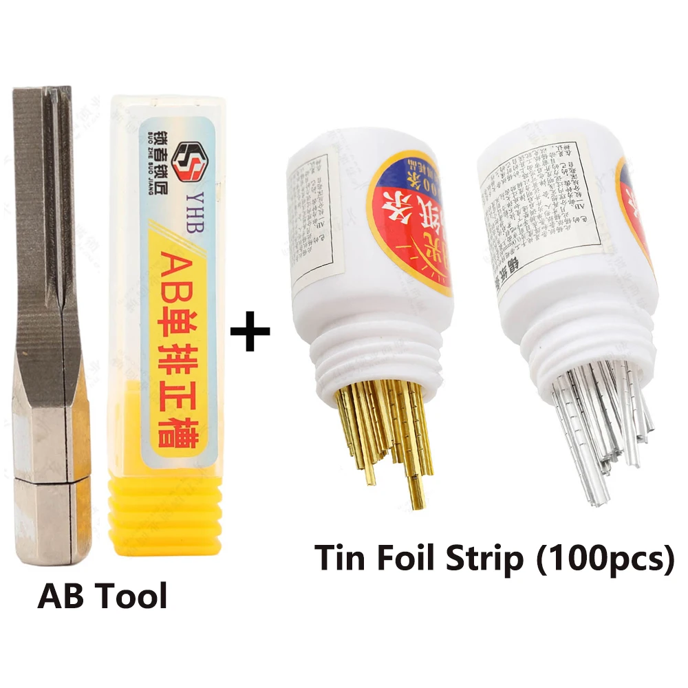 AB Single Row Positive Slot Power Key With 100pcs Finished Tin Foil Strip Gold And Silver Tin Foil Key Consumables