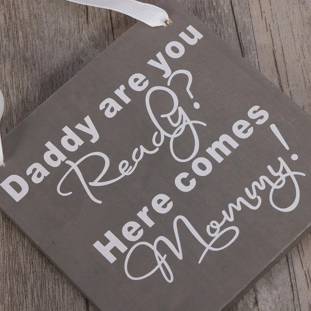

Elegant 12x12cm Wood Wedding Plaque Daddy Are You Ready Here Comes Mommy Special Day Decor Gift Wood Wedding Sign
