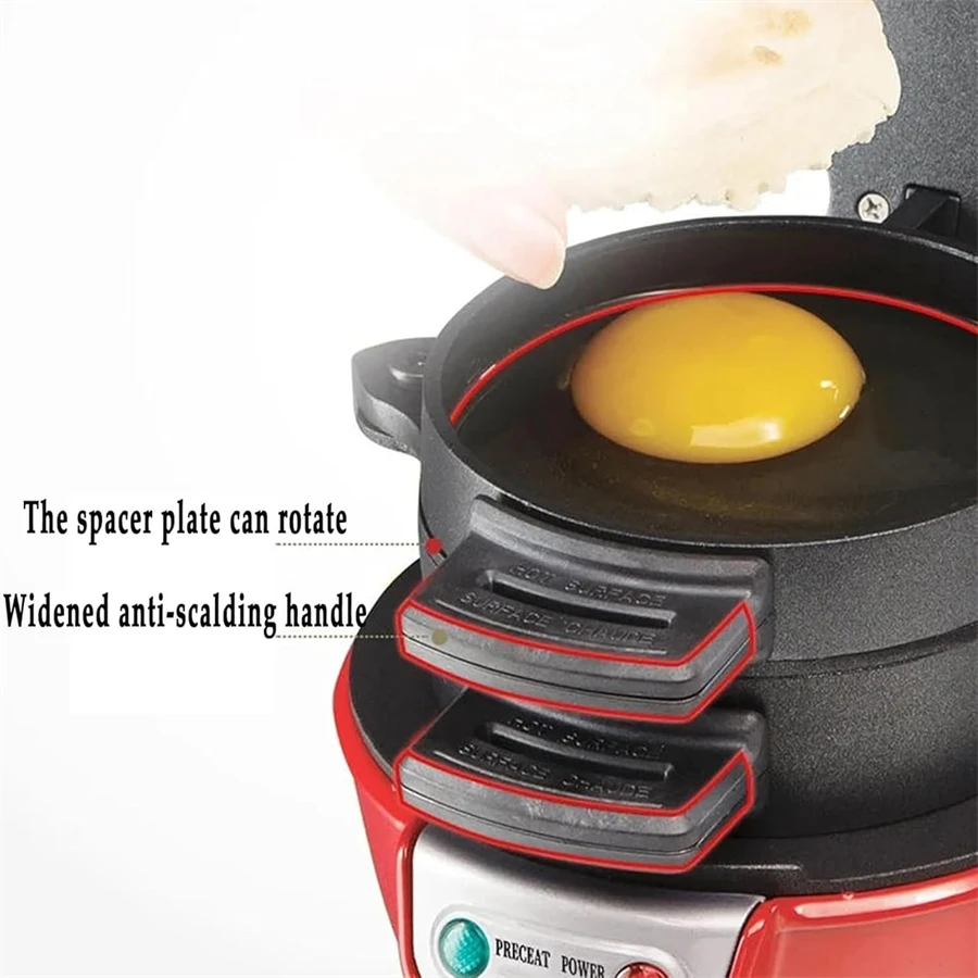 1pc,Hamilton Beach Breakfast Sandwich Maker with Egg Cooker Ring, Customize Ingredients, Perfect for English Muffins, Croissants