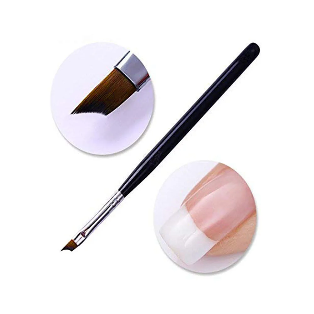 1Pc Smile Line Shape Nail Art Brushes 6*7.8mm testa obliqua 15cm manico nero mezza luna forma French Tip Nail Brush strumento per Manicure