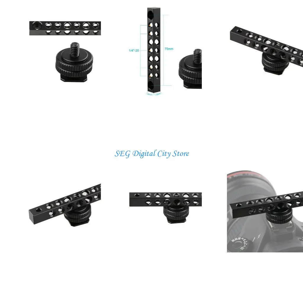 

U75B Aluminum Cheese Bar With Hot Shoe Adapter 1/4-20 Threaded For Monitors Microphone Flash Light LCD Light Mounting