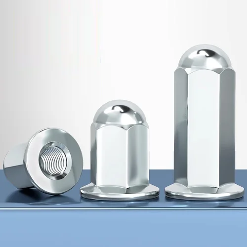 Imagen 2 del producto Tuercas de bellota con brida extendida de acero al carbono galvanizado blanco, tuercas con tapa con brida aumentada M5 M6 M8 M10 para tuercas de cilindro de motocicleta