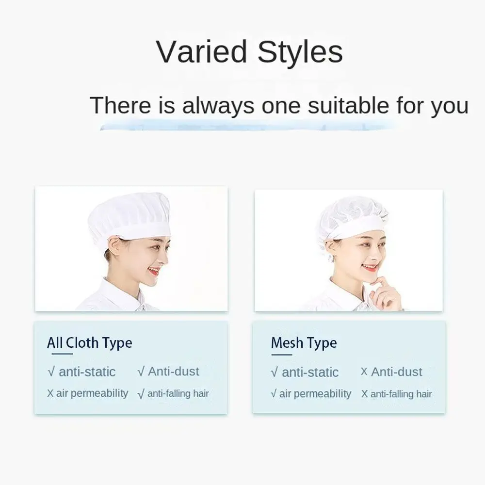 Chic Hair Nets Work Hat Work Wear Mesh Chef Hat Breathable Smoke-proof Dust Cooking Hygienic Cap Canteen Catering