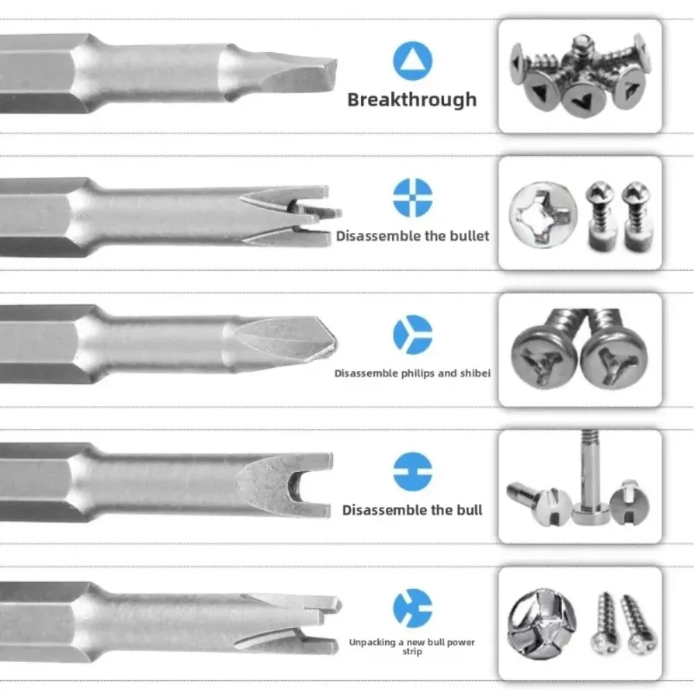 

15PC Security Screwdriver Bit Set Magnetic Y U Triangle Tips Multi-Shape Driver Heads for Power Drill Household & Industrial Rep
