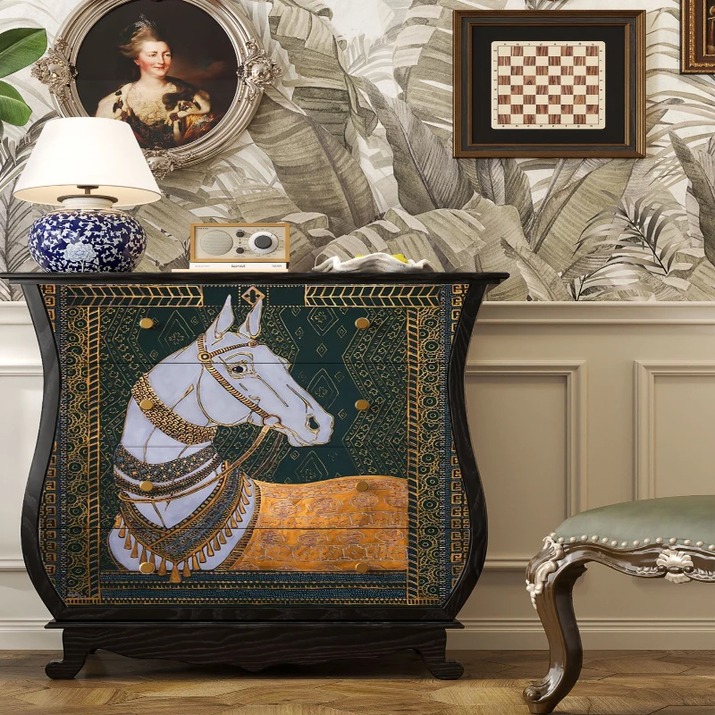 

Solid wood against the wall Entry porch cabinet Storage storage four chest cabinet