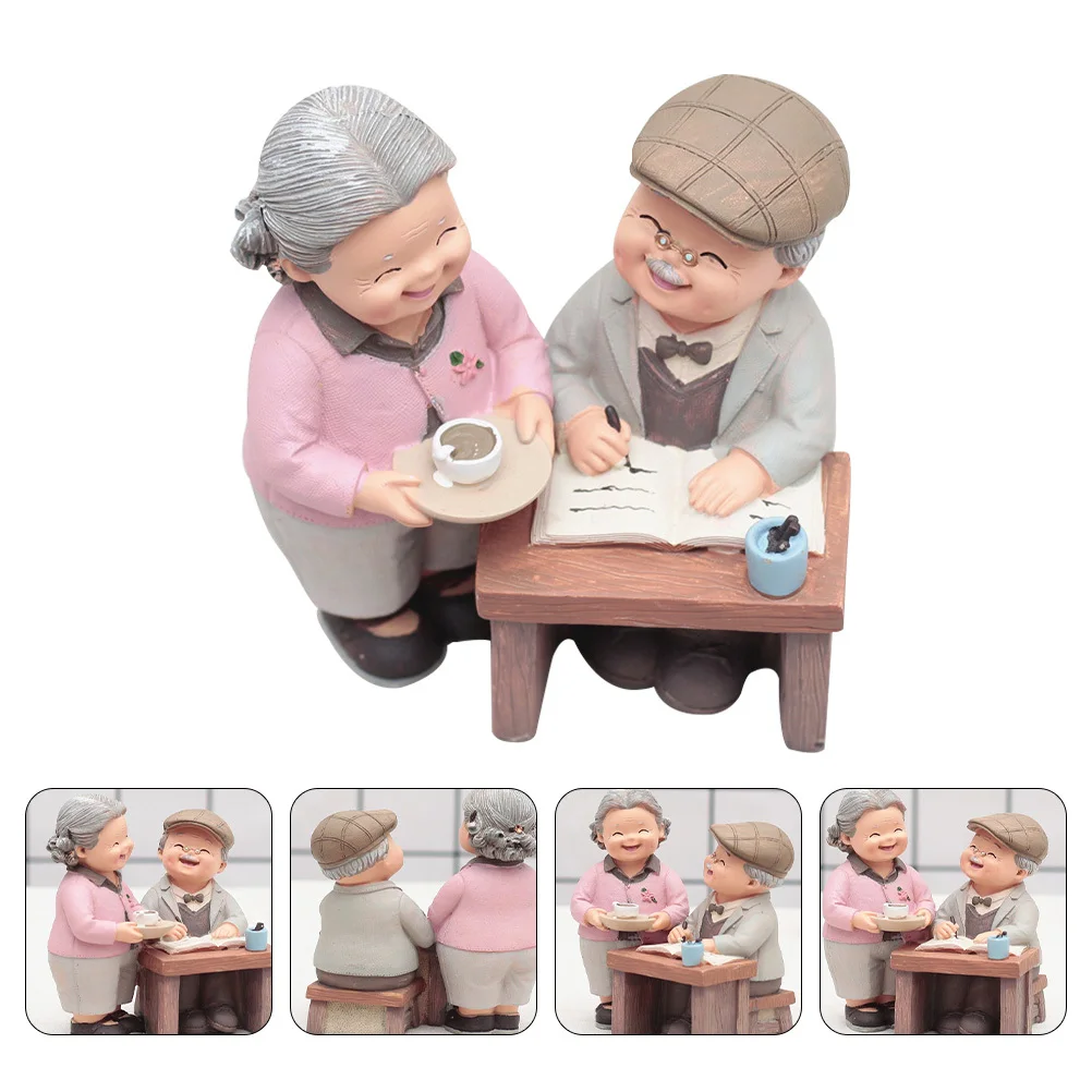 

Love Couple Statuette Resin Ornament Figurine Decor Loving Elderly Grandparent Crafts