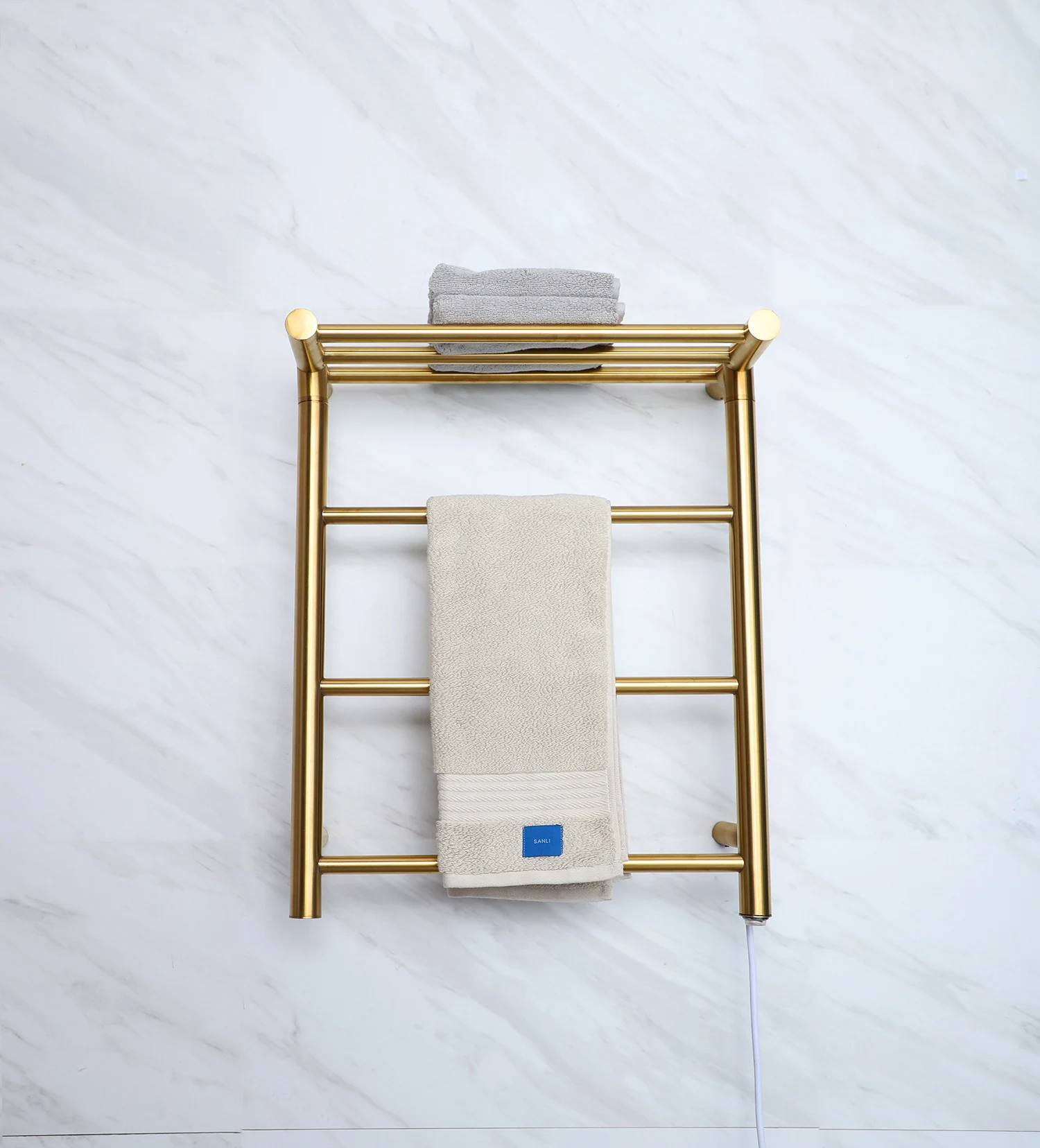 Luxurious Electric Wall Mounter Towel Warmer Rail Brushed Gold Towel Warmer Heated Bath Towel Warmer