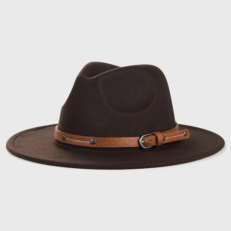 NEWWool Fedora Hut Für Frauen Männer Winter Herbst Mode Kirche Jazz Hüte Viking Britischen Flache Krempe Filz Hut Outdoor Casual Fedoras – Detail 12