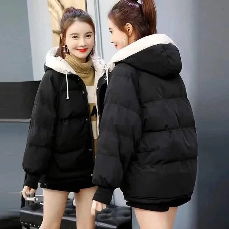 Women Winter Puffer Jacket Oversize Ladies Short Cotton Parkas Loose Green Thick Hooded Quilted Coat Large Size Outerwear Xxxl