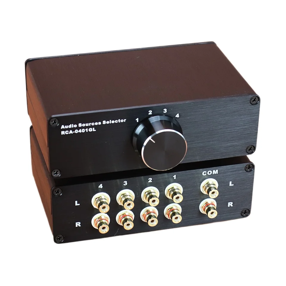 

Stereo Audio Source Signal Switch Selector Lossless Splitter RCA 3-to-3, 4-to-1 for CD Decoder Power Amplifier Active Speakers