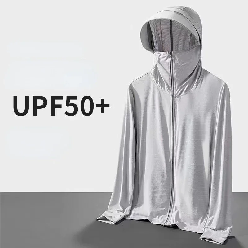 

Ice Silk Sunscreen Jacket for Men, 2025 Summer New Style, UV Resistant Ultra-thin Outdoor Fishing Jacket