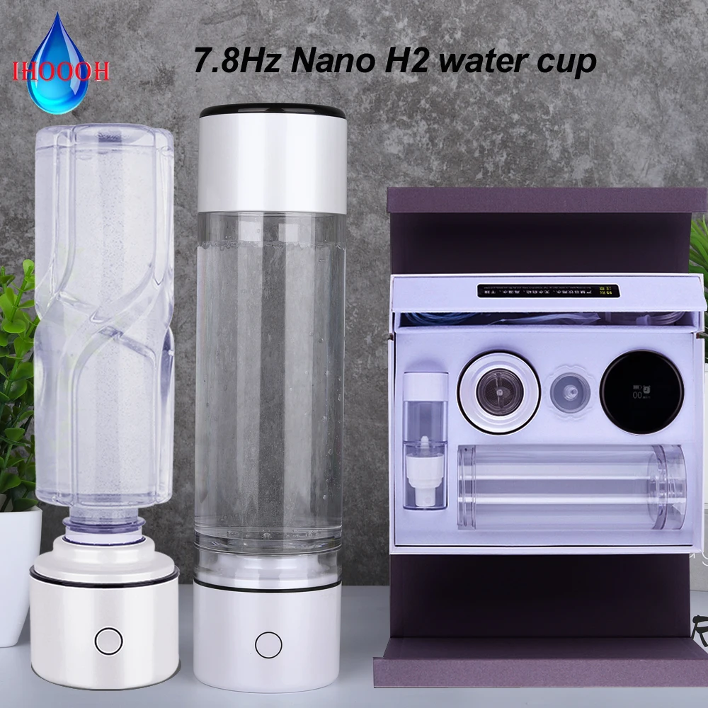 Garrafa Nano Gerador de Água Rica em Hidrogênio, Mini Ventilador de Gás H2, Recarregável Anti-Envelhecimento Smart Water Cup, 7.8Hz