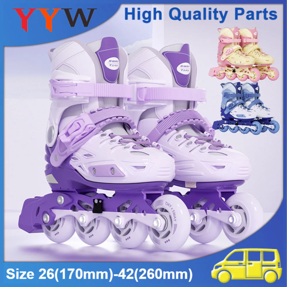 

Роликовые коньки 2025 года, регулируемый размер 26-42, мигающие 4-колесные туфли для скейтбординга для мальчиков и девочек, кроссовки для катания на коньках на открытом воздухе