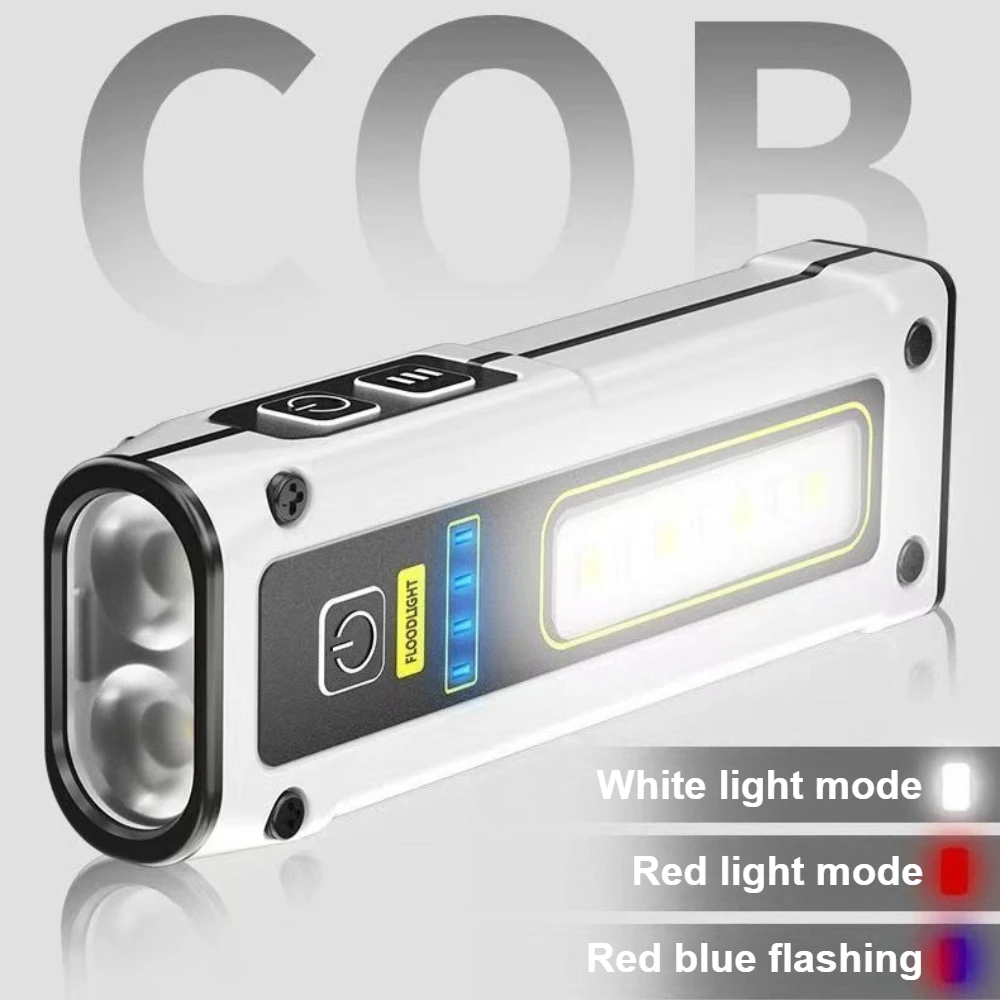 

Dual Light Source LED Flashlight USB Rechargeable Work Light Built-in Battery Portable LED Torch for Emergency Camping Household