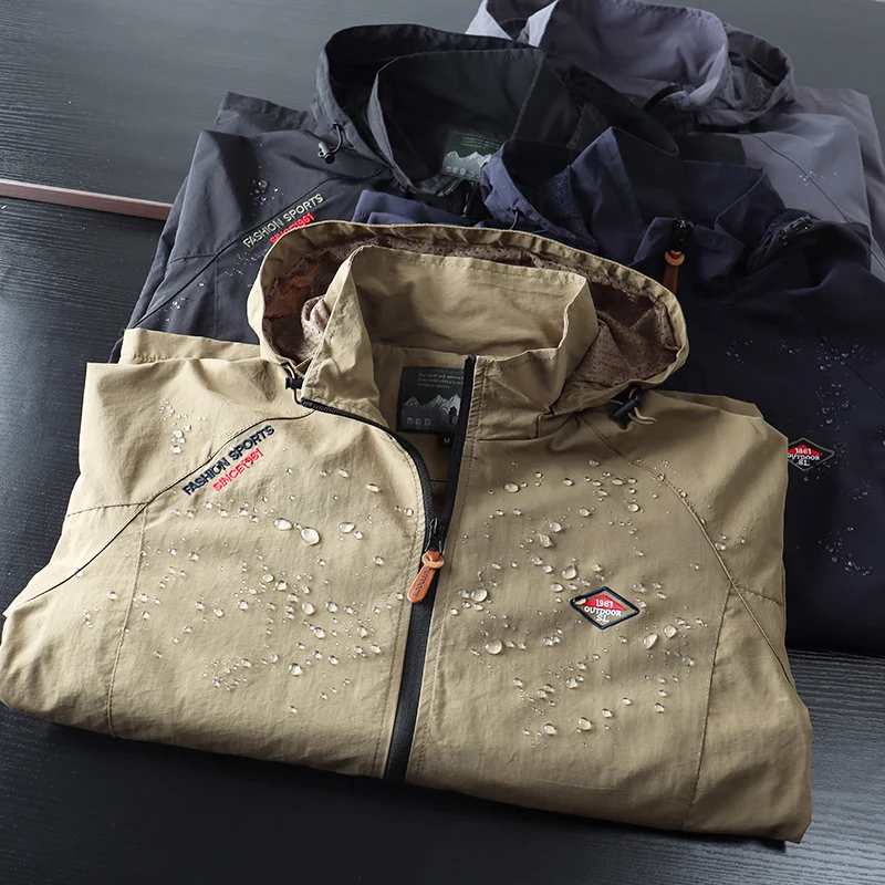 

Outdoor Men's Fce Jaet Waterproof Breathable Hooded Functional Spring New Sle Youth ular Loose Fit Nylon Fabric