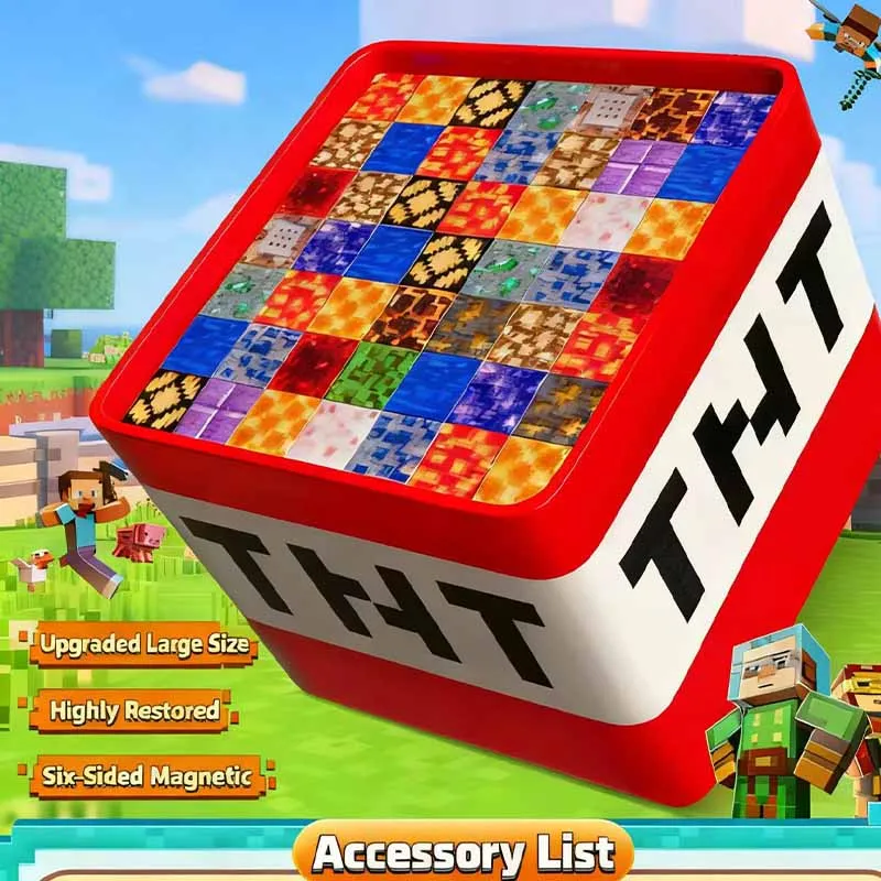 A caixa de armazenamento de módulo de construção magnética pode conter os cubos magnéticos de conjuntos de bonecas, brinquedos infantis modelo pixel e presentes.