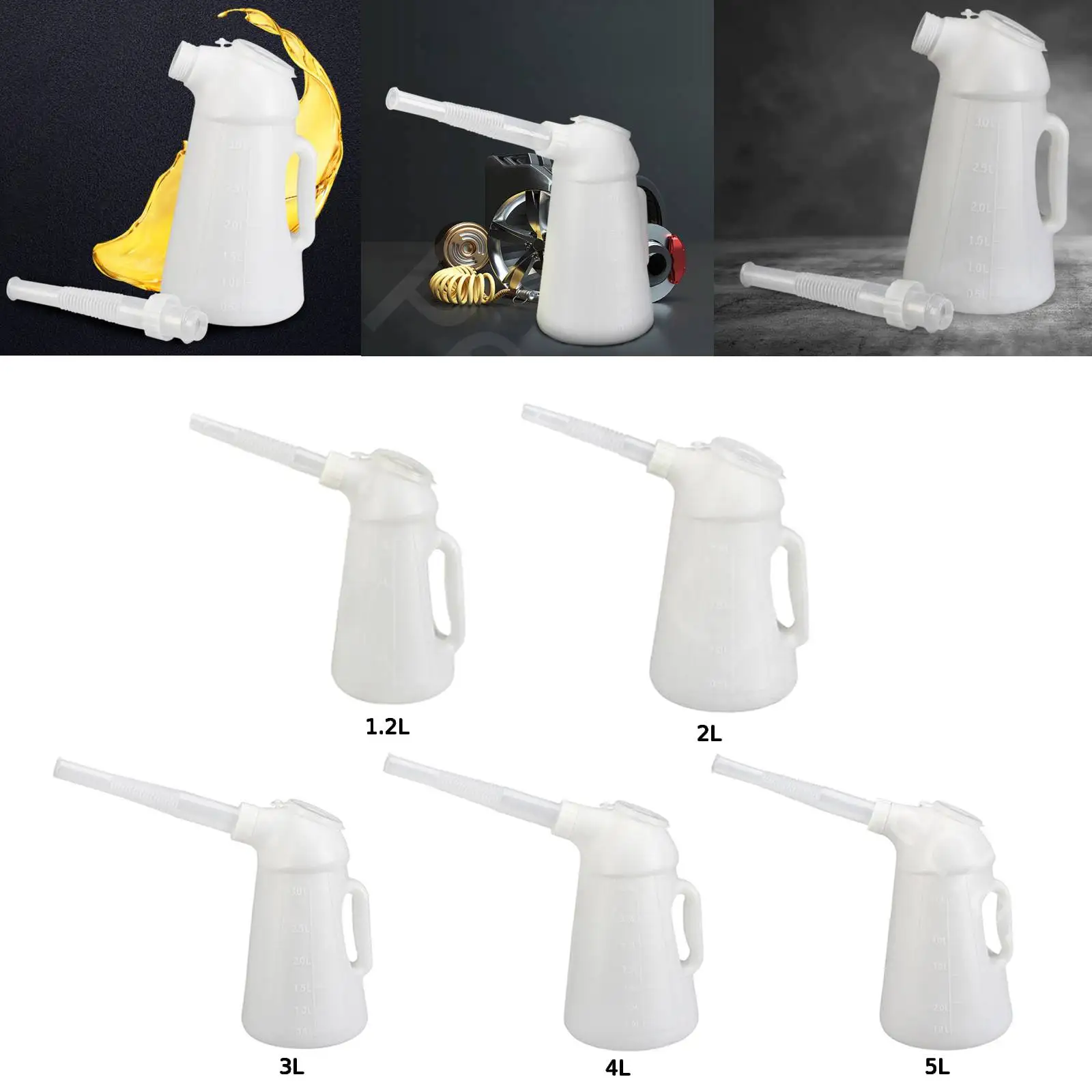 

1.2L/2/3/4/5L Oil Jug with Spout Oil Dispensing Bottles Measuring Container Jug Tools Leakageproof Engine Oil Dispenser Jug