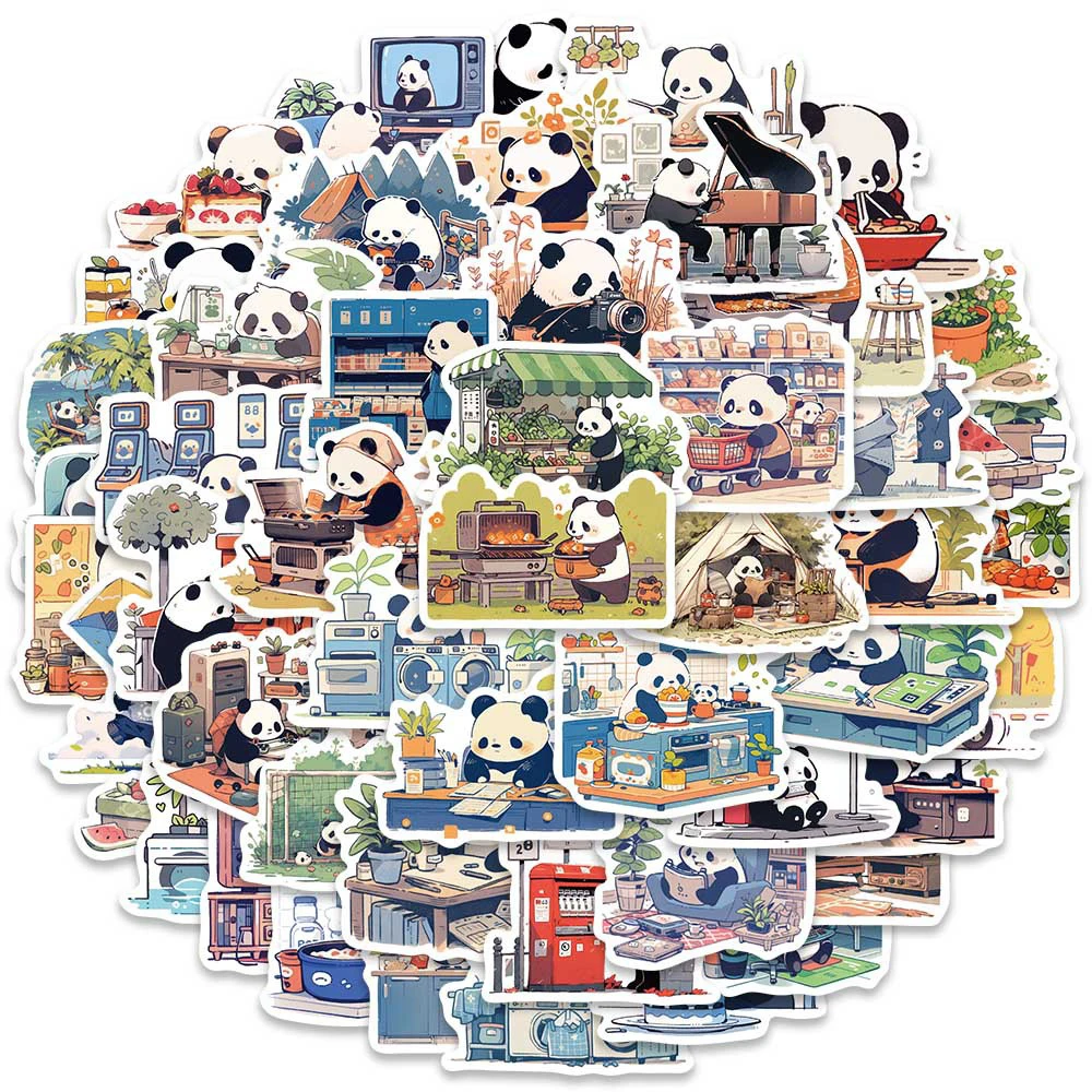 

10/30/50pcs Life Diary Panda Cartoon Stickers Funny Animal Decal Notebook Phone Suitcase Stationery Cute Sticker for Kids Toys