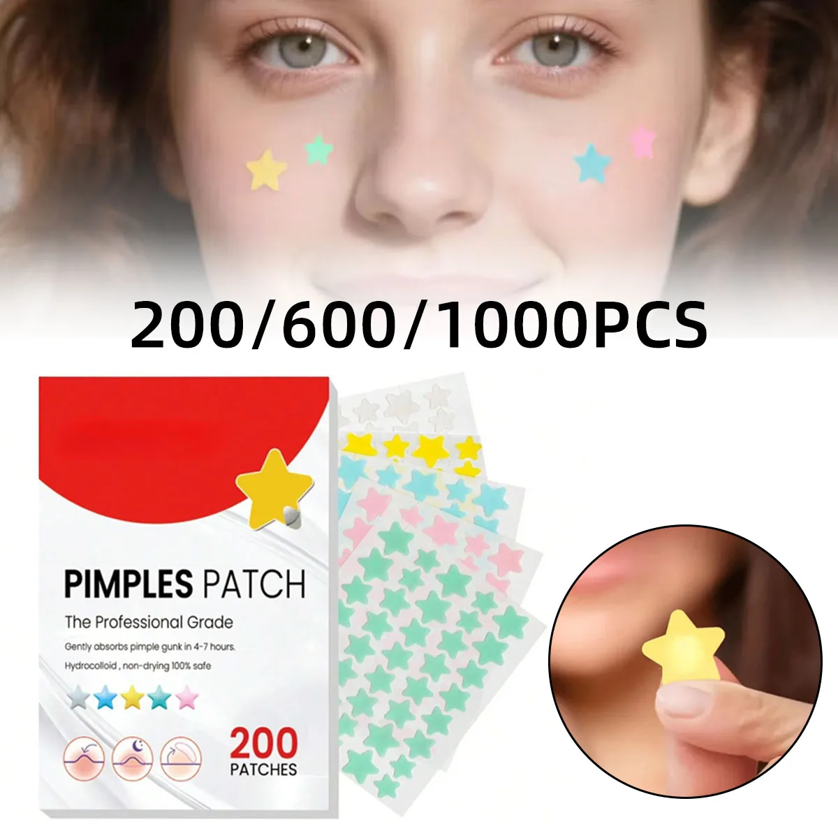 200/1000PCS Acne Patch Water Colloidal Patch Acne Patch Covering Facial Flaws Ultra Thin Invisible Suitable For All Skin Types