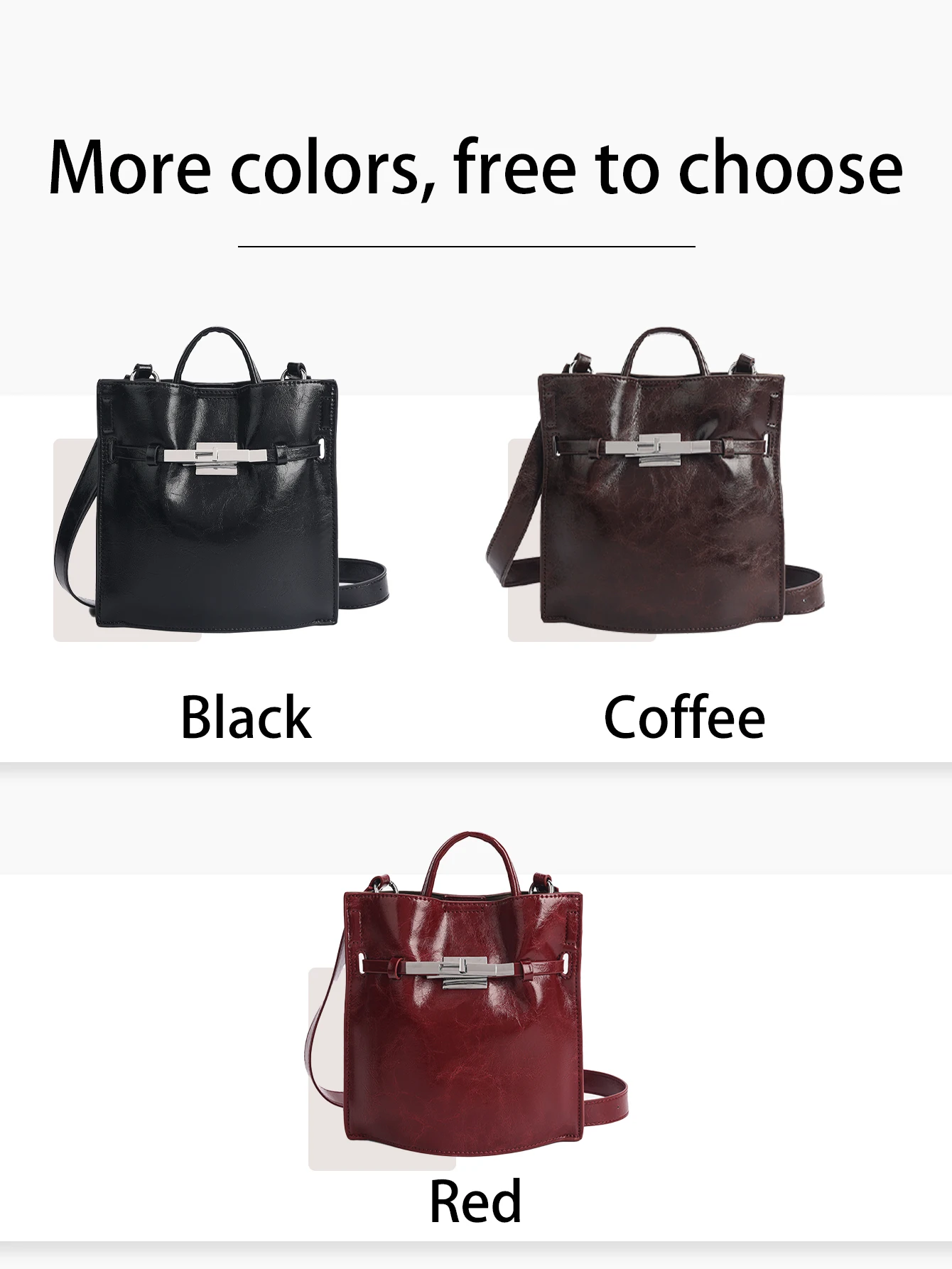 Luxuriöse, gewachste Leder-Handtasche im Retro-Stil, kleine quadratische Tasche für Damen, elegante, schlichte Business-Reisetasche – Detail 6
