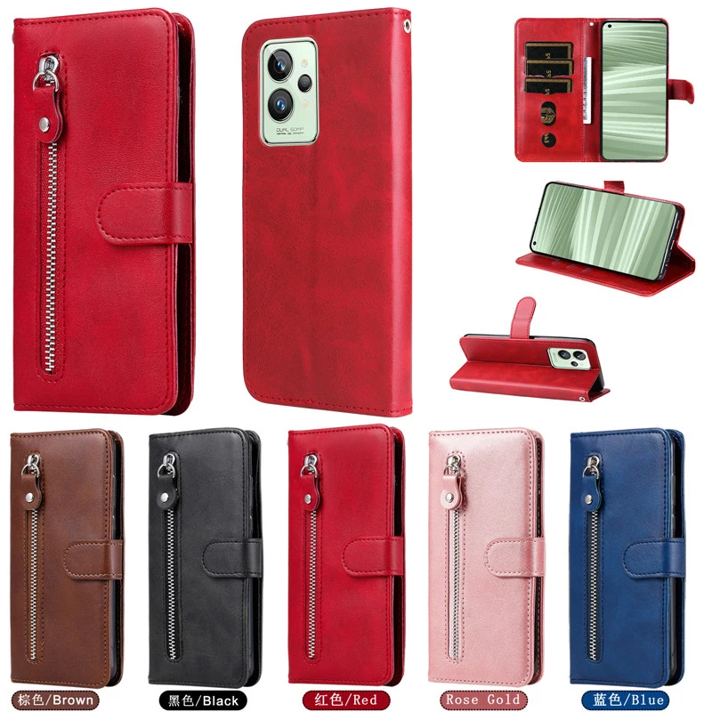 

Realme GT Neo2 5G Zipper Wallet Case For OPPO Realme GT2 Pro Flip Case Luxury Leather Book Cover Realmi GT Neo3 2T 3T 5 Etui