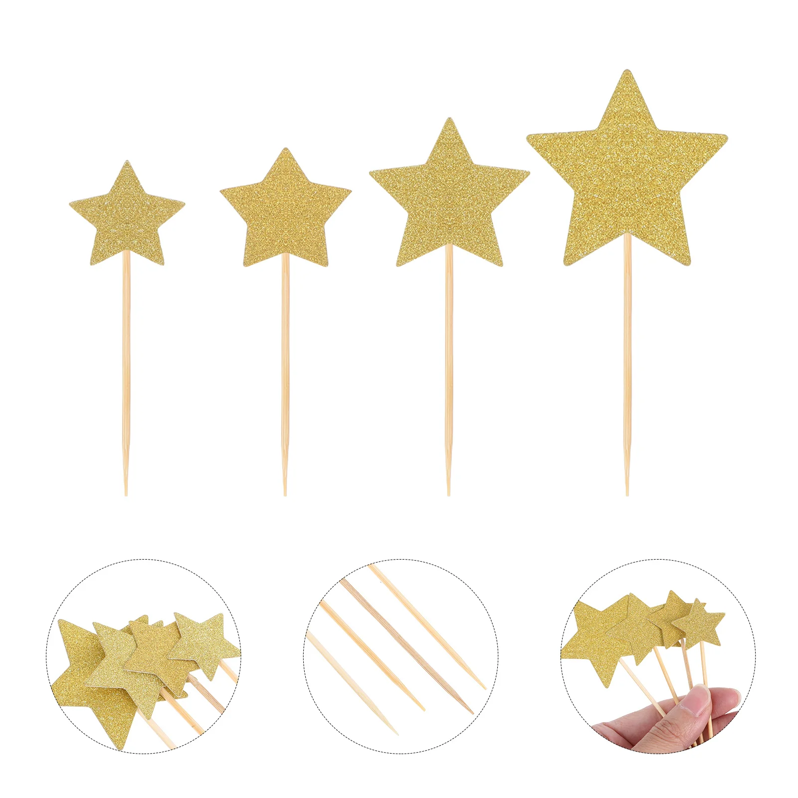 

1Set Glitter Star Cake Insert Picks Birthday Wedding Party Cupcake Decorations Sparkling Dessert Toppers Small Star Ornaments